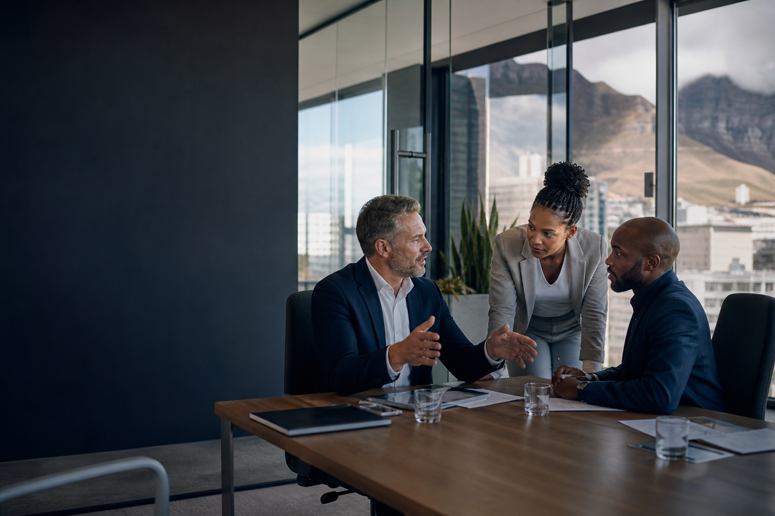 German and South African business leaders planning an international team