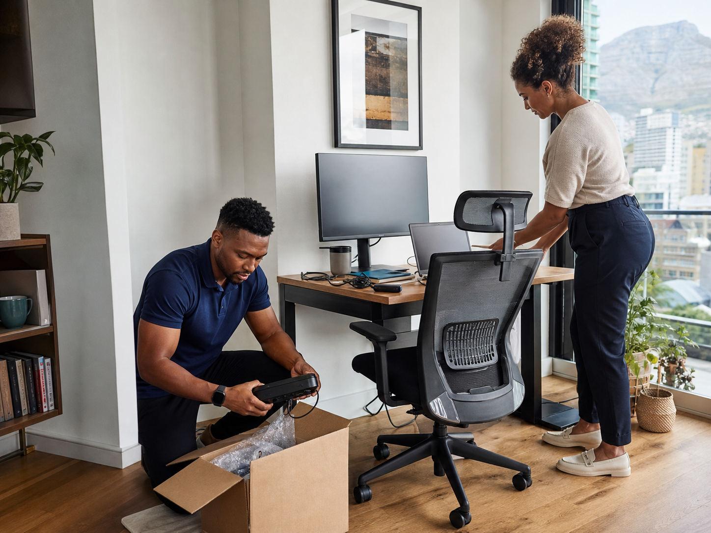 A ready South African workspace being prepared for a new team
